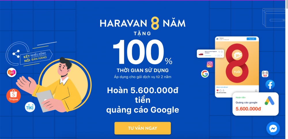 Sinh nhật haravan 8 năm - Khuyến mãi 100% thời gian sử dụng website